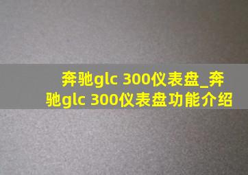 奔驰glc 300仪表盘_奔驰glc 300仪表盘功能介绍